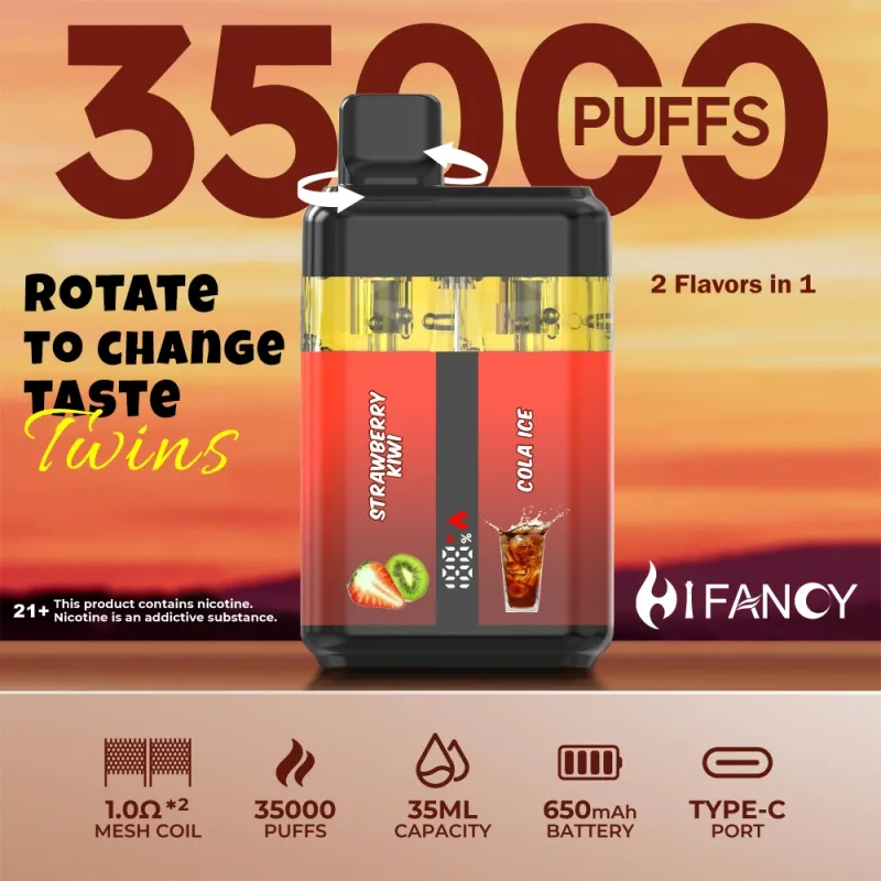 Puff 35k Hifancy 35000 Puff 2 in 1 Twins Vape monouso Smart Screen