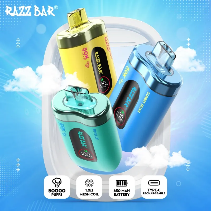 Vape usa e getta Razz Bar 50000 Puffs Smart Screen